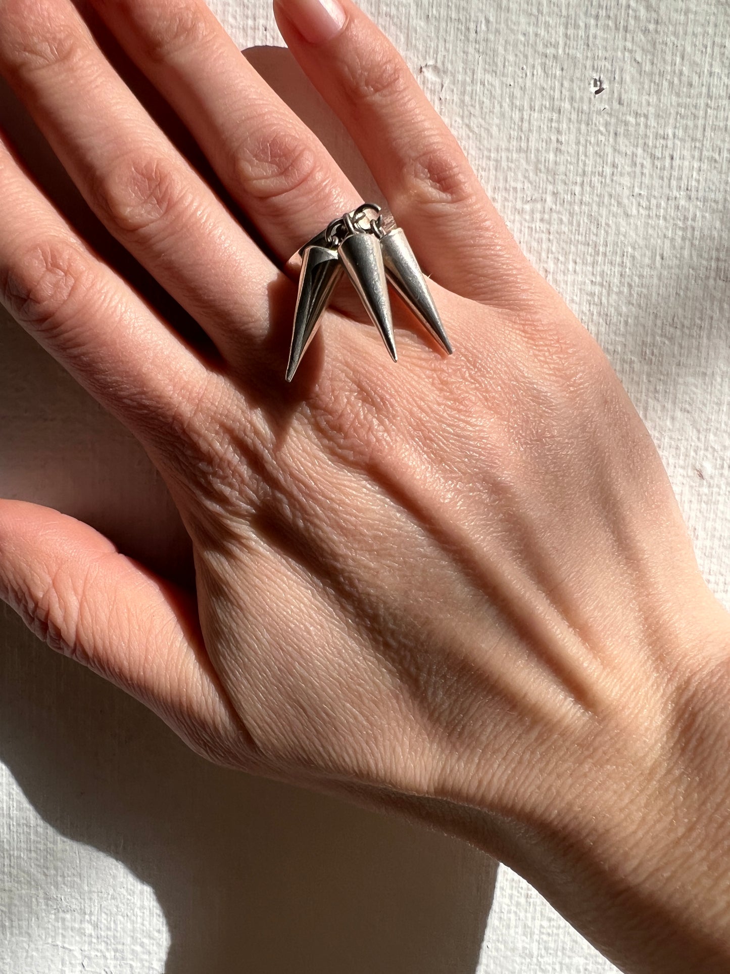 Vintage Modern Sterling Spiked Charms Ring