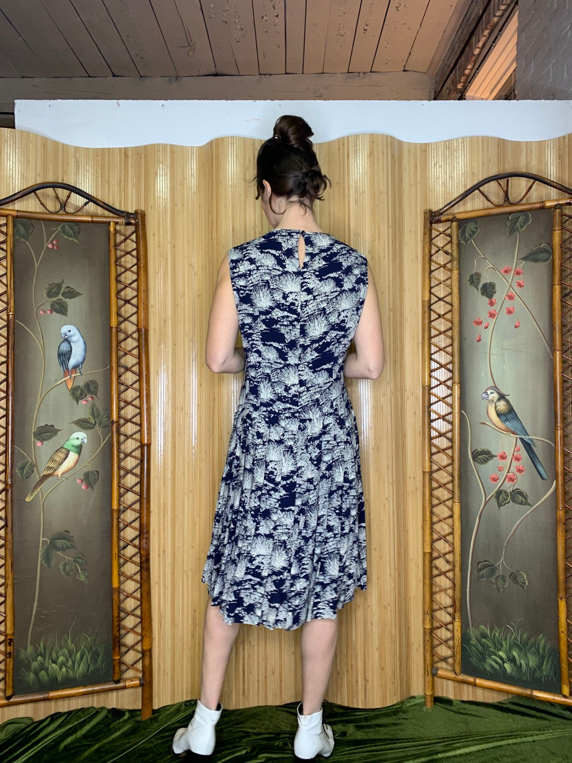 1960s/1940s Cold Rayon Drop Waist Dress Size M 1960s/1940s Cold Rayon Drop Waist Dress Size M
