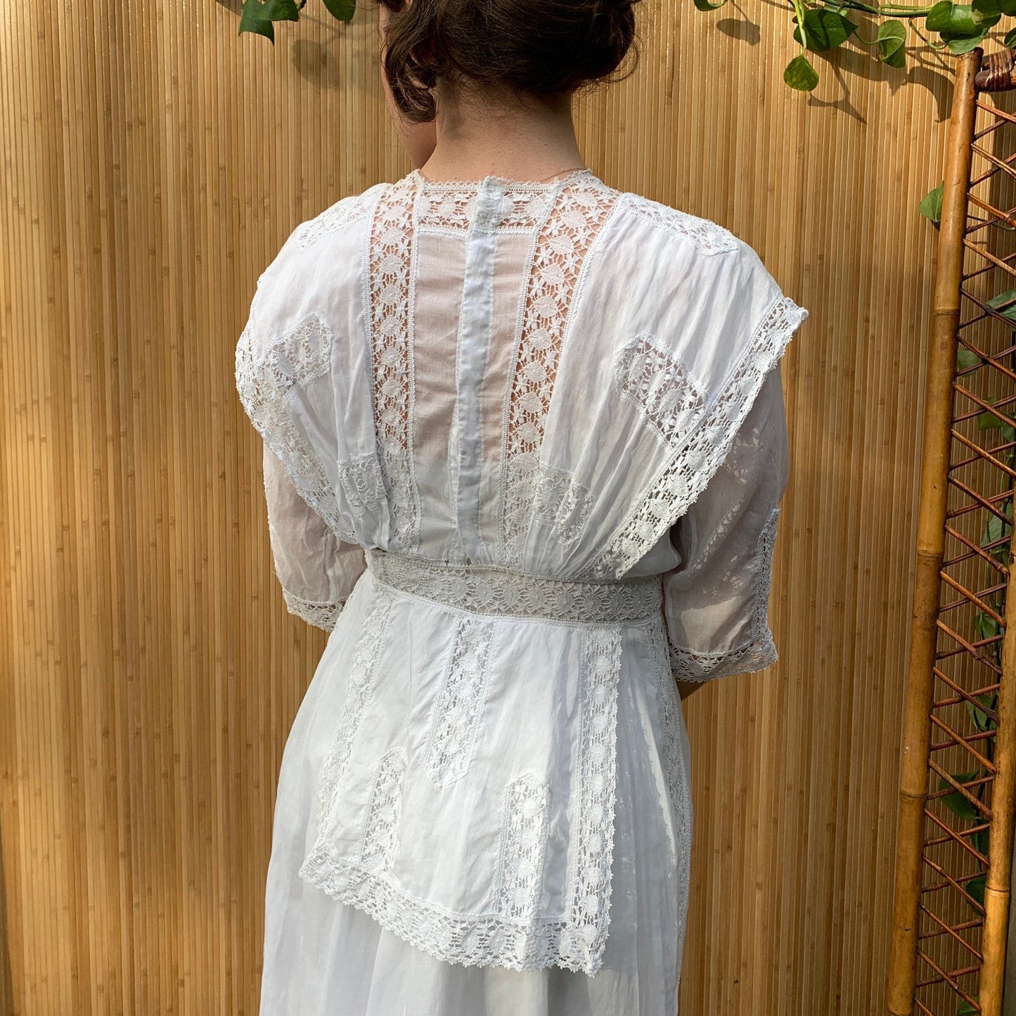 Edwardian White Cotton Tea Gown S/M