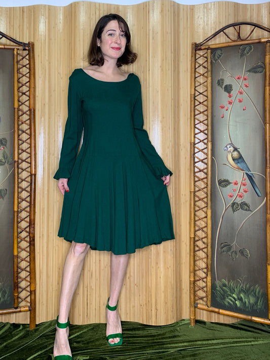 1940s Green Wool Dress Size M