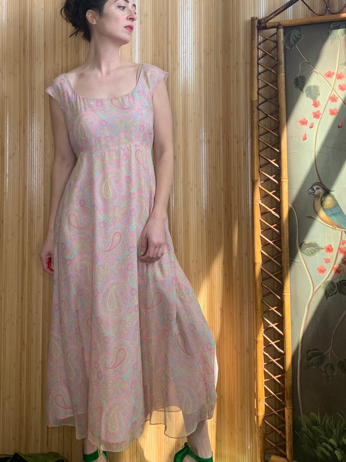 90s/00s Ralph Lauren Paisley Print Silk Dress M/L