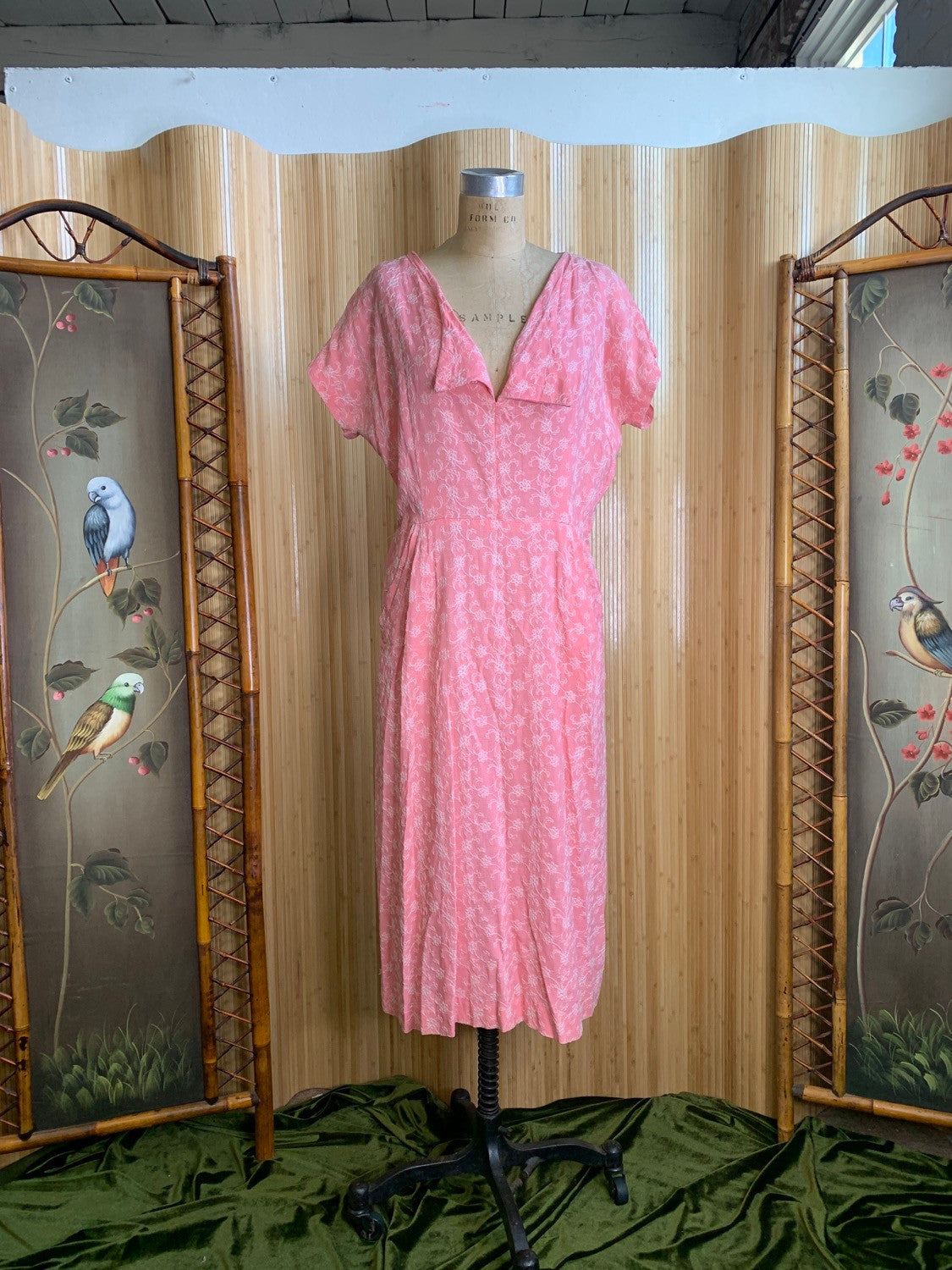 1960s Embroidered Cotton Housedress L/XL