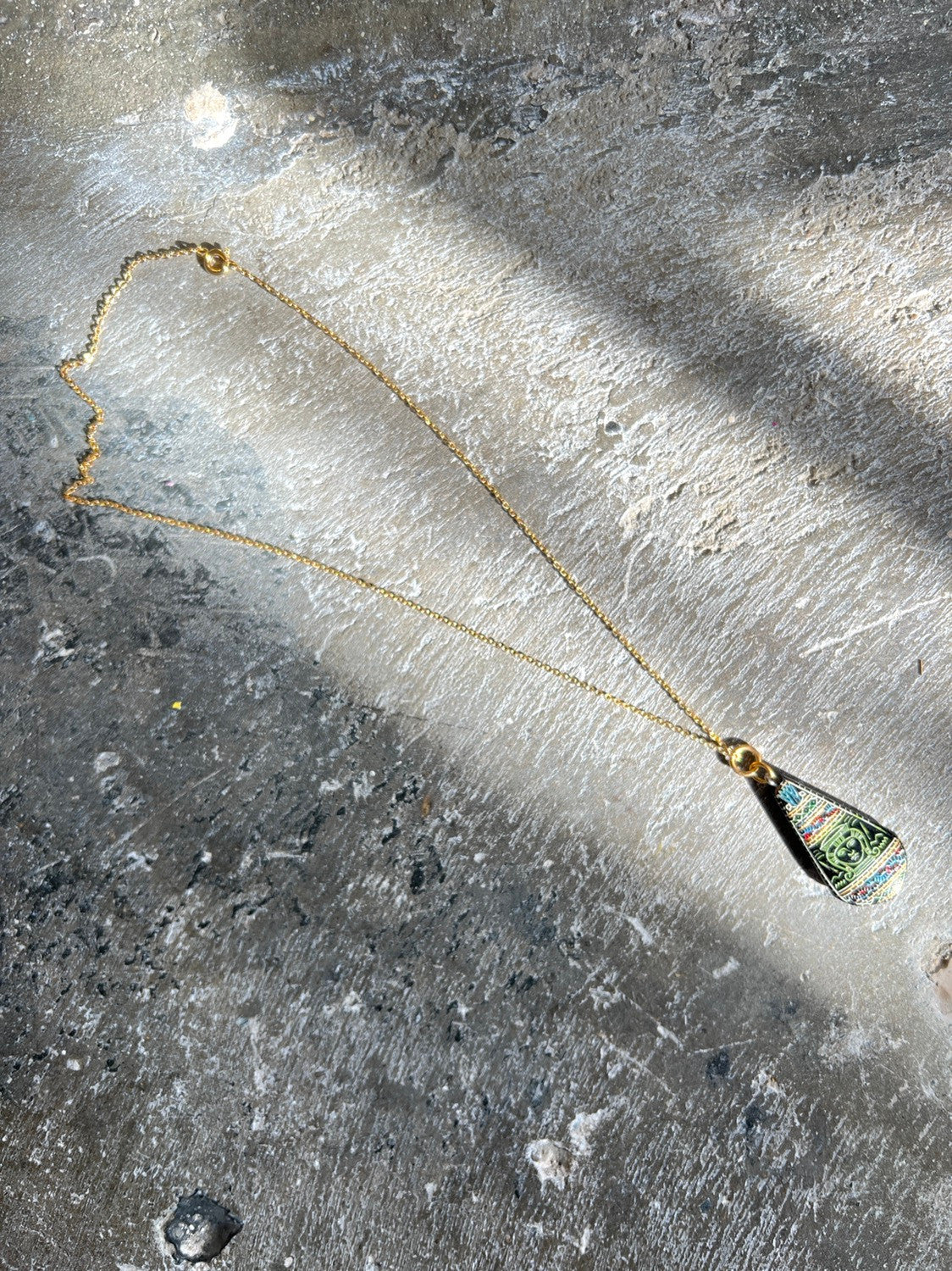 Art Deco Egyptian Revival Glass Pendant Necklace