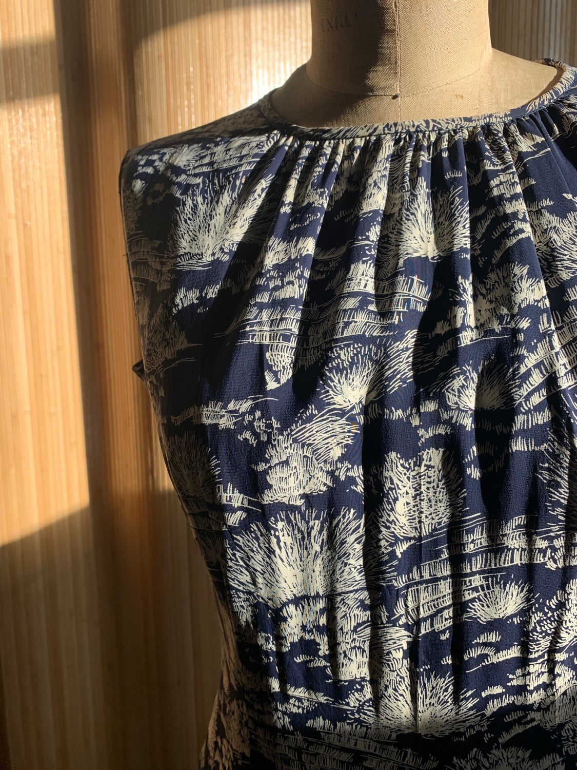 1960s/1940s Cold Rayon Drop Waist Dress Size M